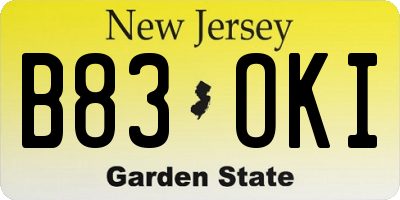 NJ license plate B83OKI