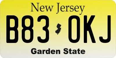 NJ license plate B83OKJ