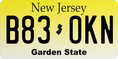 NJ license plate B83OKN