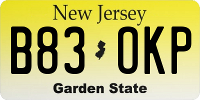 NJ license plate B83OKP