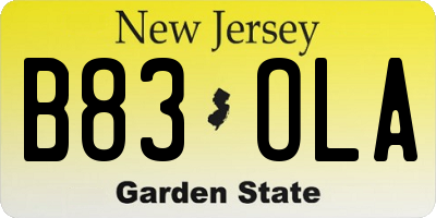 NJ license plate B83OLA