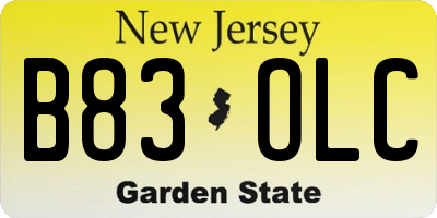 NJ license plate B83OLC