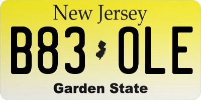 NJ license plate B83OLE