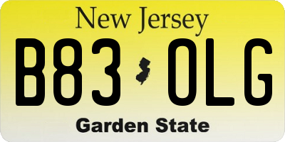 NJ license plate B83OLG
