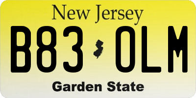 NJ license plate B83OLM