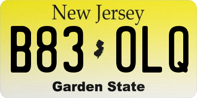 NJ license plate B83OLQ