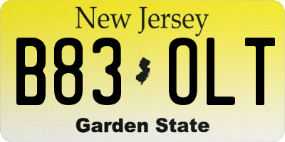 NJ license plate B83OLT