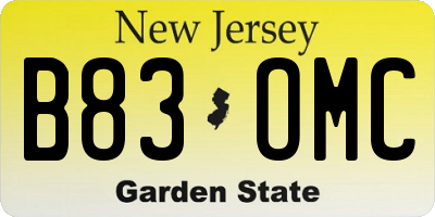 NJ license plate B83OMC