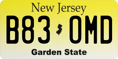 NJ license plate B83OMD