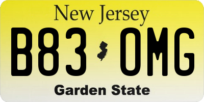 NJ license plate B83OMG