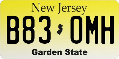 NJ license plate B83OMH