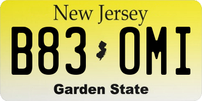 NJ license plate B83OMI