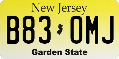 NJ license plate B83OMJ