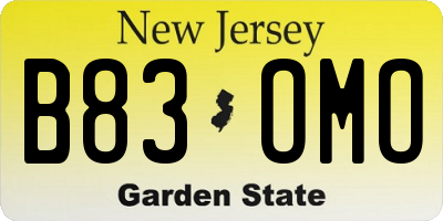 NJ license plate B83OMO
