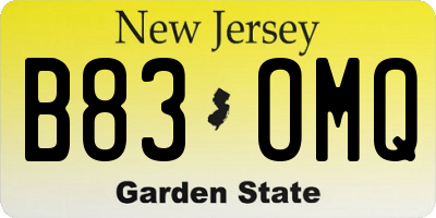 NJ license plate B83OMQ