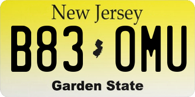 NJ license plate B83OMU