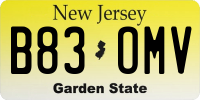 NJ license plate B83OMV