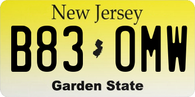 NJ license plate B83OMW