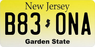 NJ license plate B83ONA