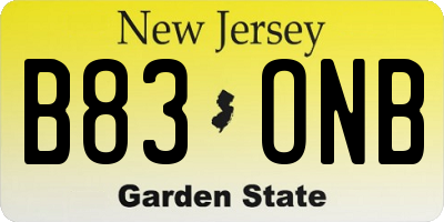 NJ license plate B83ONB