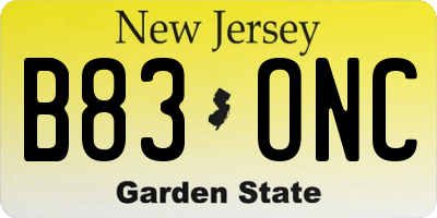 NJ license plate B83ONC
