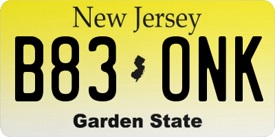 NJ license plate B83ONK