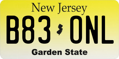 NJ license plate B83ONL