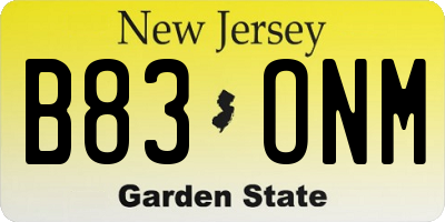 NJ license plate B83ONM