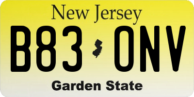 NJ license plate B83ONV