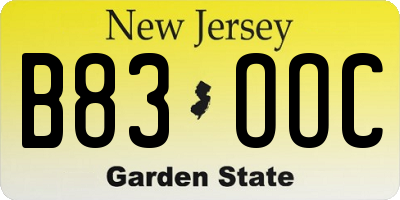 NJ license plate B83OOC