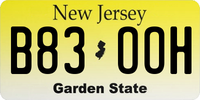 NJ license plate B83OOH