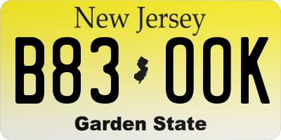 NJ license plate B83OOK