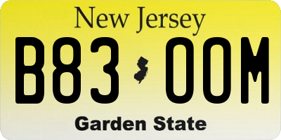 NJ license plate B83OOM