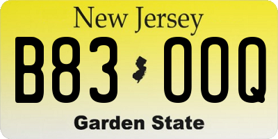 NJ license plate B83OOQ
