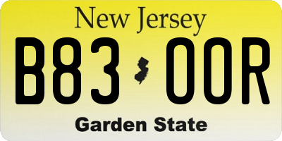 NJ license plate B83OOR