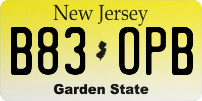 NJ license plate B83OPB
