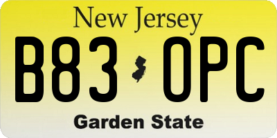 NJ license plate B83OPC