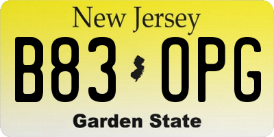 NJ license plate B83OPG