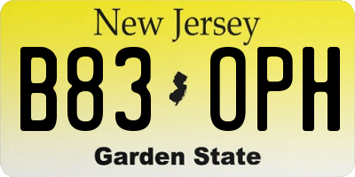 NJ license plate B83OPH