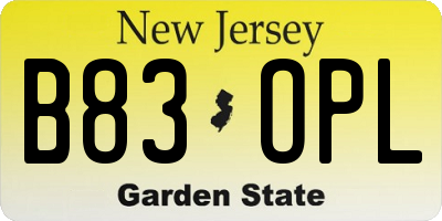 NJ license plate B83OPL