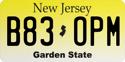 NJ license plate B83OPM