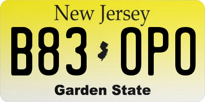 NJ license plate B83OPO