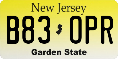 NJ license plate B83OPR