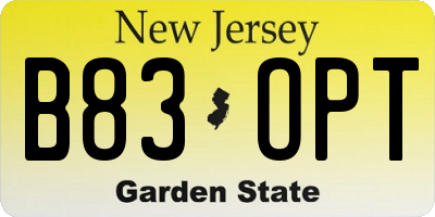 NJ license plate B83OPT