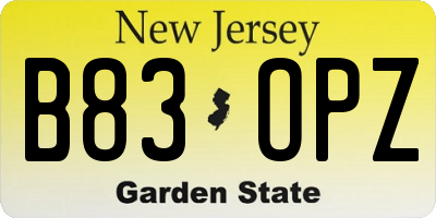 NJ license plate B83OPZ