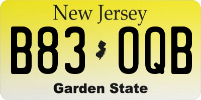 NJ license plate B83OQB