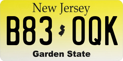 NJ license plate B83OQK