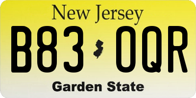 NJ license plate B83OQR