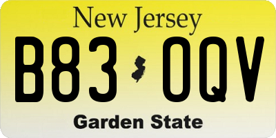 NJ license plate B83OQV