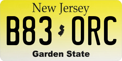 NJ license plate B83ORC
